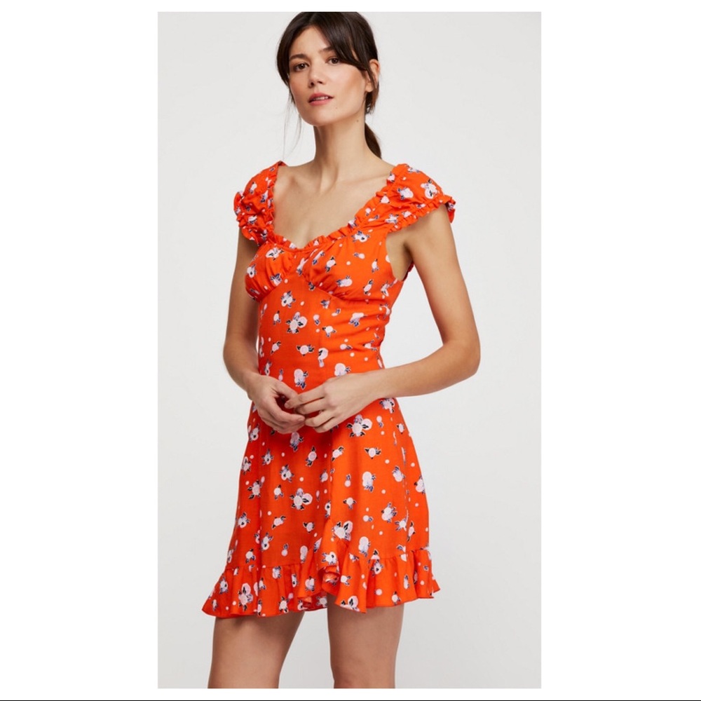 FREE PEOPLE BOHO V-NECK TIE BACK MINI DRESS A2C - Picture 13 of 16